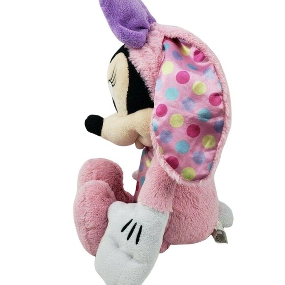 Disney Minnie Mouse Easter Bunny Plush Rabbit Pink Polka Dot Purple Bow Toy - Picture 3 of 7